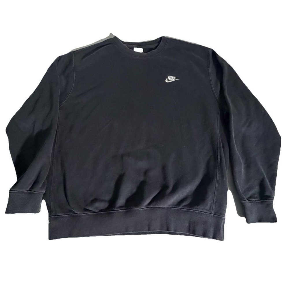 Nike Crewneck Sweatshirt Mens L Black Embroidered Swoosh Y2K Pullover